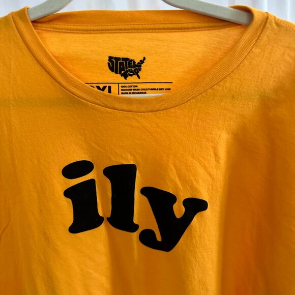 Stately Type 3XL "ily" (I Love You) Golden yellow crew-neck tee - Picture 7 of 8